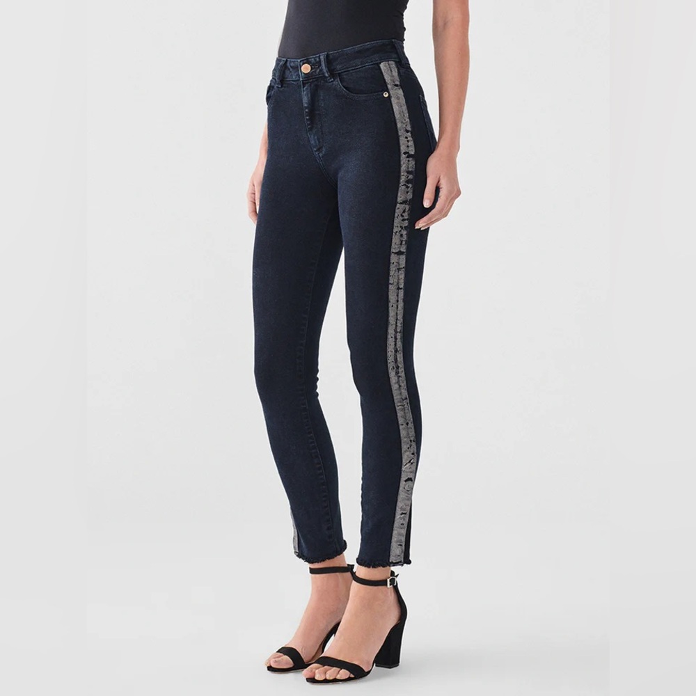 DL1961 Black Skinny Jeans with Side Accents